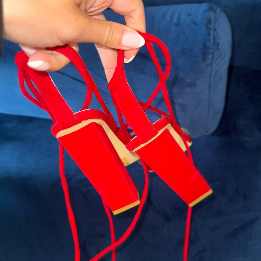 Red Strappy Heels - Picture 3 of 6